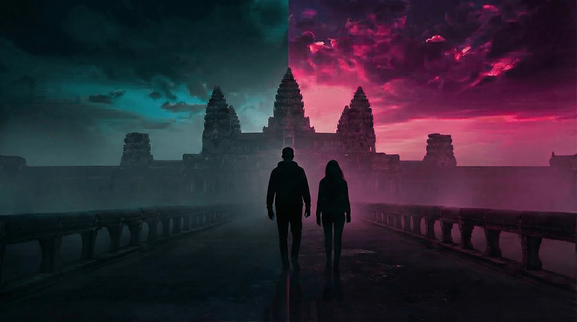 Khmer Style in a cinematic golden landscape